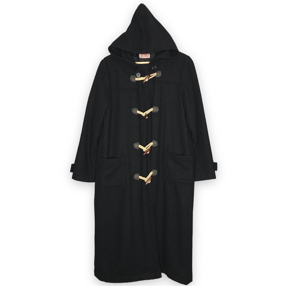 SUPER ABLE Vtg Women's Long Hoodie Coat Wooden Toggle Button Witchy Whimsigoth - Picture 1 of 11